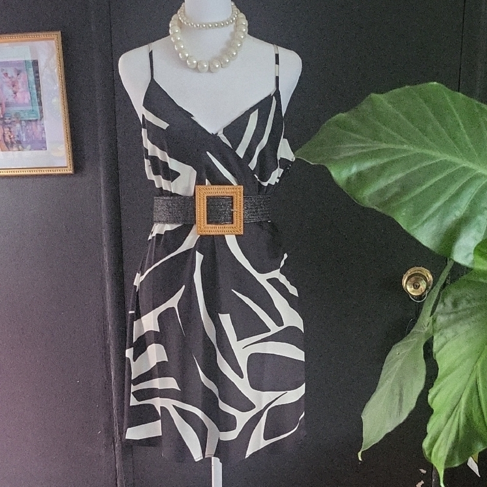 Elegant Black and White Women's Slip Dress